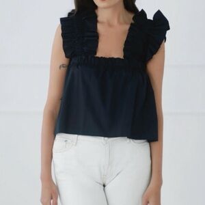 Monica Nera Ruffle Black Tank Size XS $280